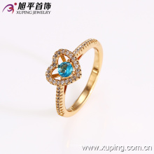 12693 anillo elegante de la joyería de moda, forma de corazón últimos diseños del anillo del color oro 18k para las muchachas